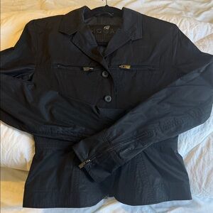 Hogan by Karl Lagerfeld Black Nylon Peplum Jacket